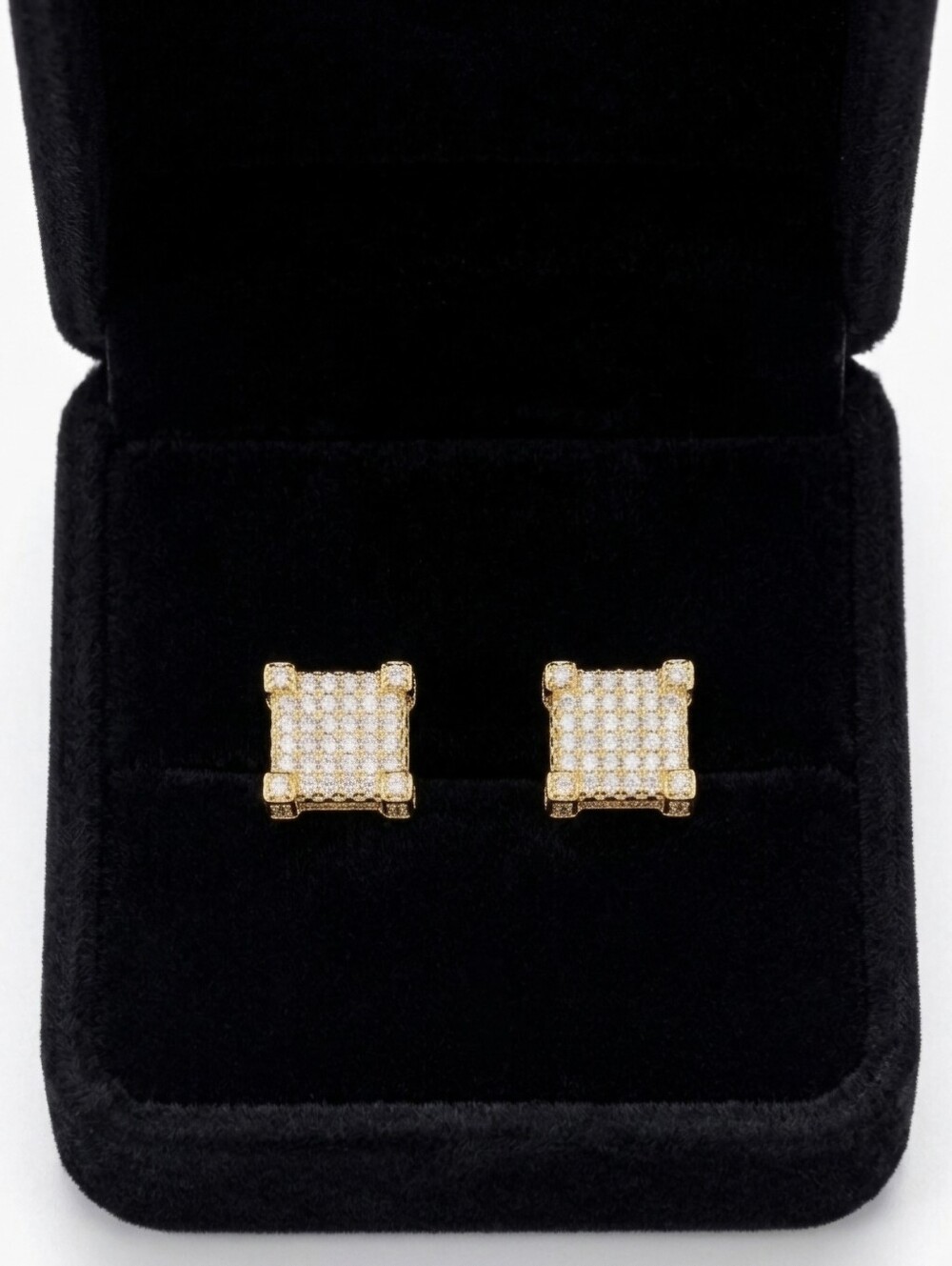Mens Micropave Square Earrings